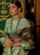 Elegant Pista Green and Brown Handloom Silk Saree