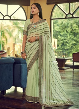 Pista Green Georgette Traditional Saree