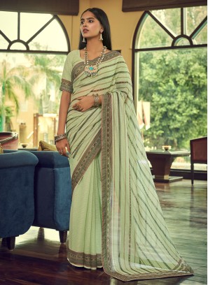 Pista Green Georgette Traditional Saree