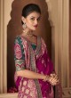 Deep Pink Woven Dola Silk Saree With Zari Embroidery