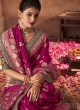 Deep Pink Woven Dola Silk Saree With Zari Embroidery