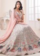 Off White Georgette Embroidered Wedding Lehenga Choli