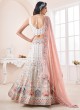 Off White Georgette Embroidered Wedding Lehenga Choli