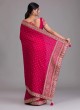 Festive Hot Pink Dupion Silk Saree with Embroidered Border