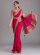 Festive Hot Pink Dupion Silk Saree with Embroidered Border