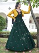 Dark Green Cotton Designer Sequins Gown with Jacket