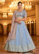 Aqua Blue Sequins Georgette Lehenga Choli