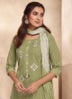 Shagufta Light Green And Cream Color Pant Style Salwar Suit.