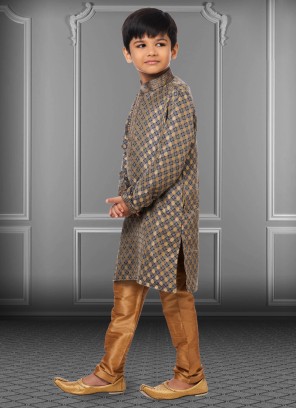 Weaving Grey Jacquard Silk Kurta Pajama