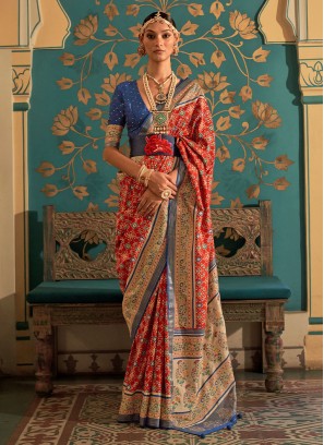 Red Woven Patola Silk Designer Saree