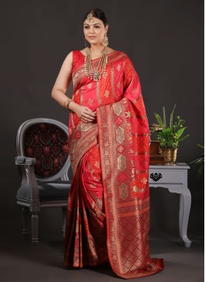 Weaving Work Traditional Wear Saree For Wedding