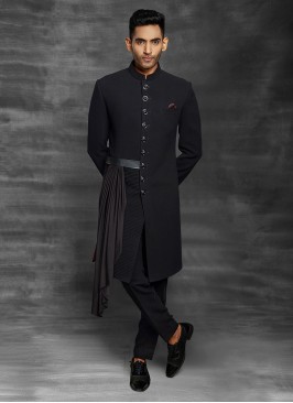 Wedding Wear Indo-Western In Black Color