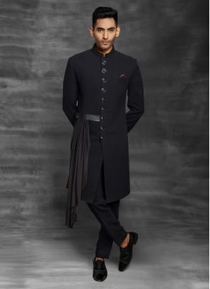 Wedding Wear Indo-Western In Black Color