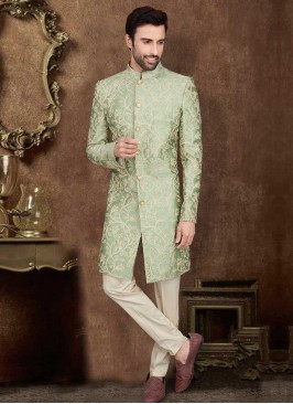 Wedding Indo-Western In Pista Green Color