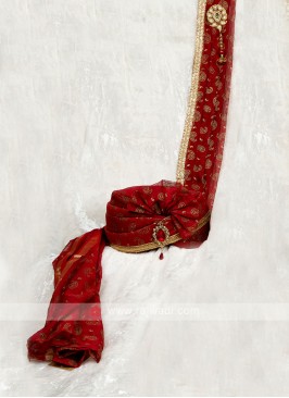 Wedding Maroon Turban And Dupatta