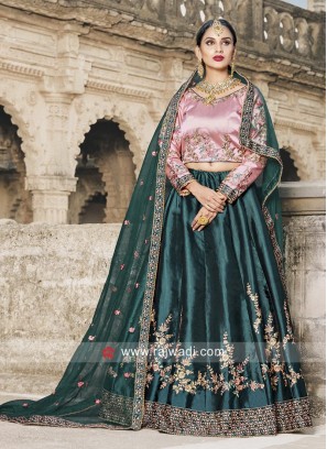 Wedding Satin Lehenga Choli with Dupatta