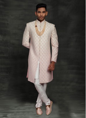 Wedding Silk Pink Sherwani