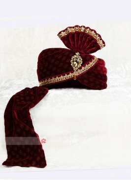 Wedding Velvet Safa In Maroon Color