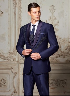 Wedding Wear Blue Imported Fabric Suit