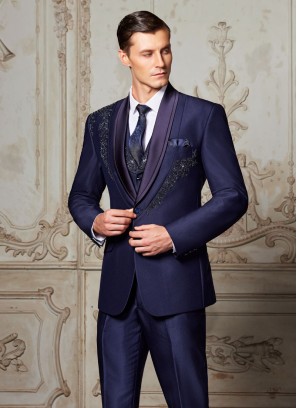 Wedding Wear Blue Imported Fabric Suit