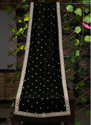 Wedding Wear Bottle Green Velvet Dupatta