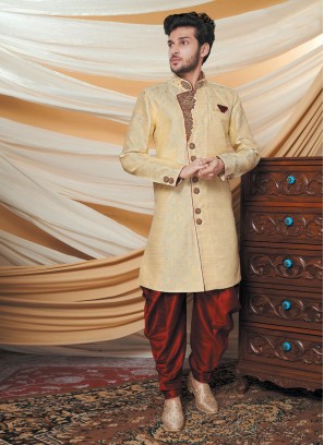 Wedding Wear Brocade Silk Indowestern