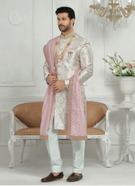 Wedding Wear Brocade Silk Indowestern