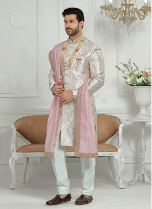 Wedding Wear Brocade Silk Indowestern