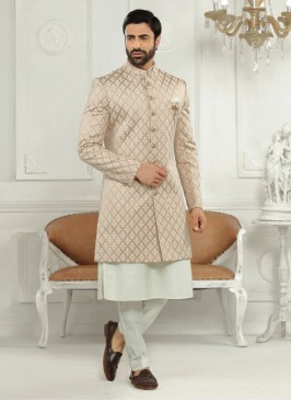 Wedding Wear Brocade Silk Indowestern