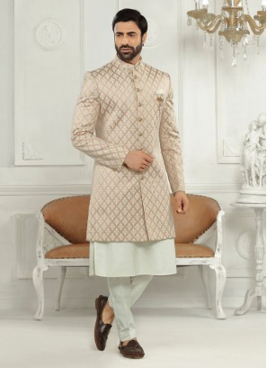 Wedding Wear Brocade Silk Indowestern