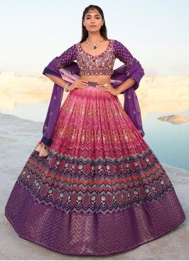 Wedding Wear Chiffon Shaded Color Lehenga Choli For Women