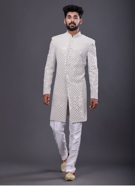 Wedding Wear Cream Color Indowestern