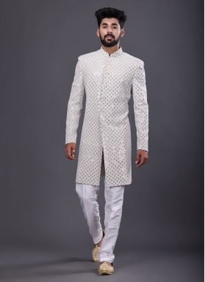 Wedding Wear Cream Color Indowestern