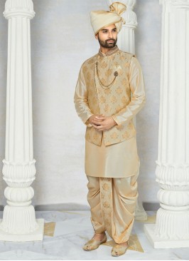 Wedding Wear Cream Color Nehru Jacket