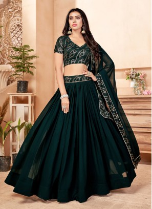 Dark Green Georgette Lehenga Choli