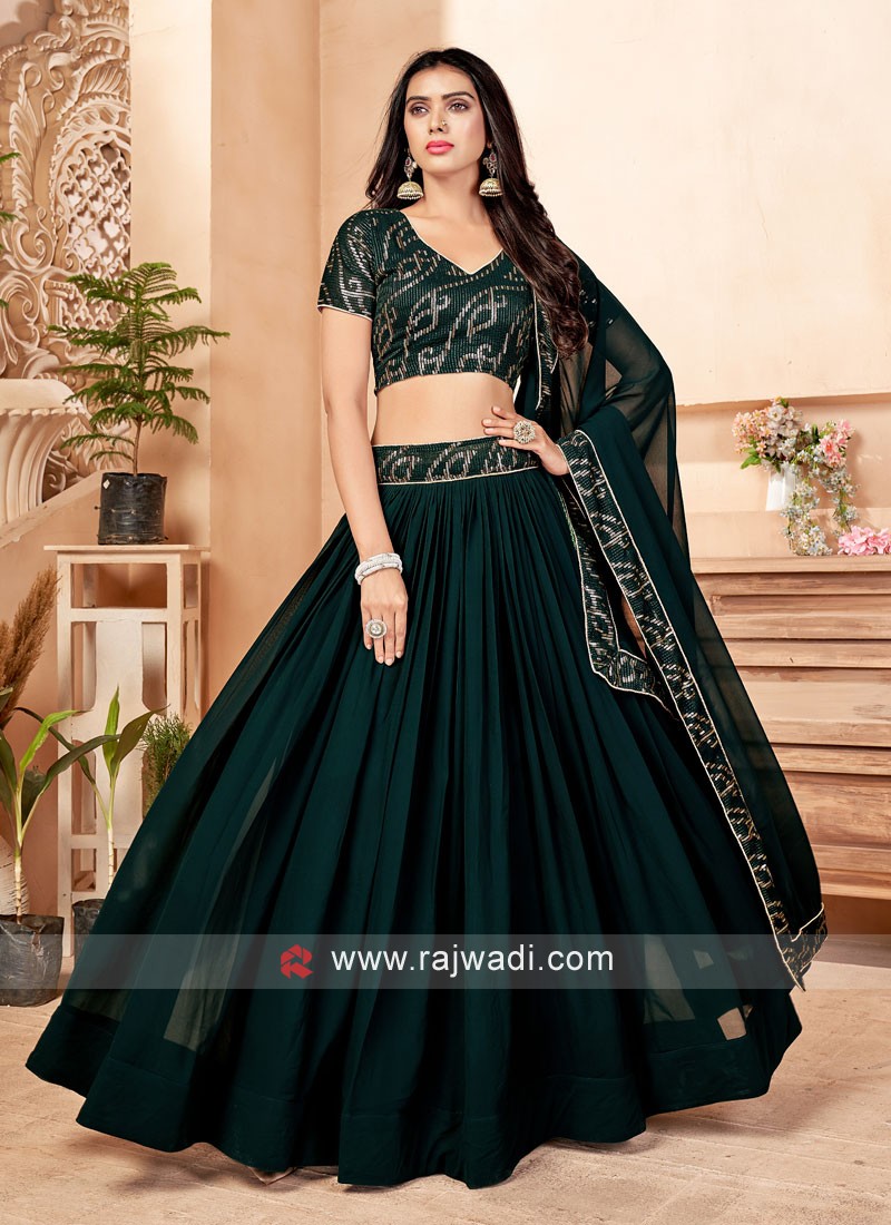 Dark green cheap ghagra choli