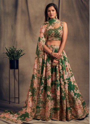 Wedding Wear Flower Printed Lehenga Choli