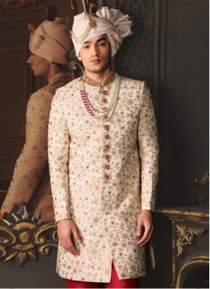 Wedding Wear Hevy Embroidered Sherwani For Men