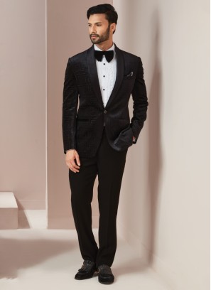 Wedding Wear Imported Fabric Suit In Black