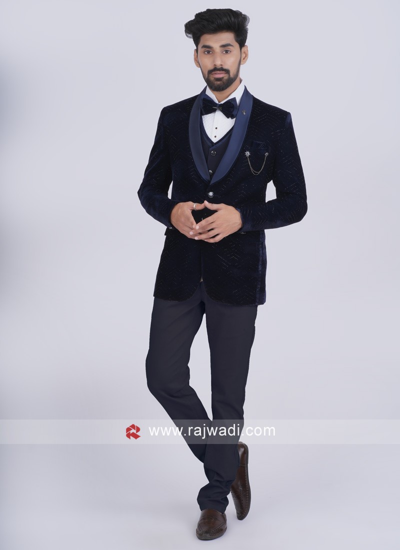 Blue Colour Imported Fabric Mens Tuxedo Suits.