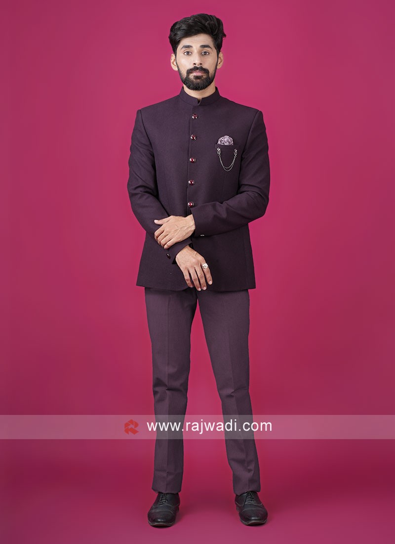 wedding wear imported fabric wine jodhpuri suit 50241