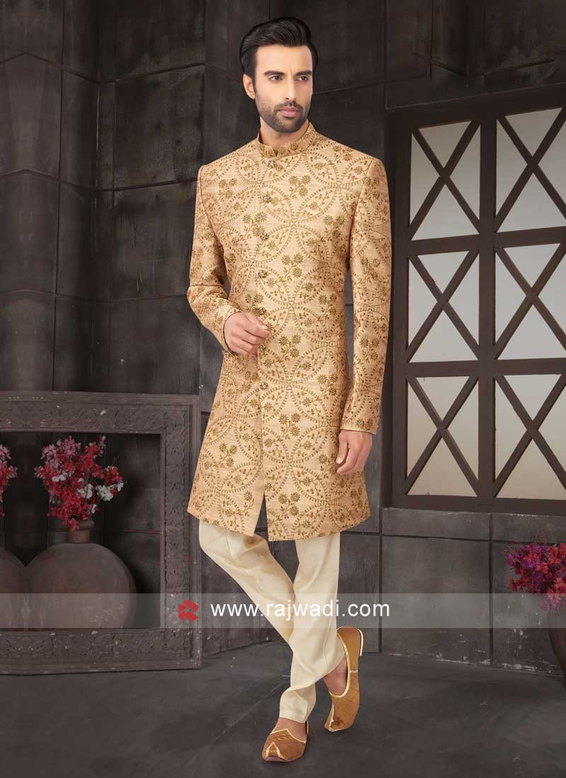 Wedding Wear Indo Western In Golden Color