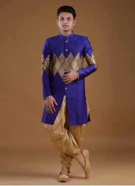 Wedding Wear Indo-Western In Royal Blue Color