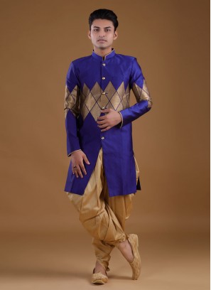 Wedding Wear Indo-Western In Royal Blue Color