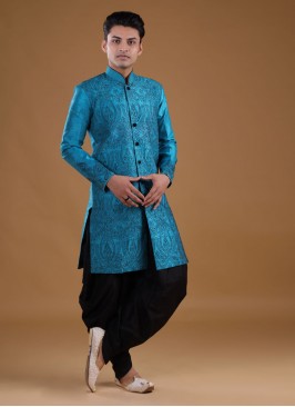 Wedding Wear Indowestern In Blue Color