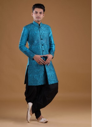 Wedding Wear Indowestern In Blue Color