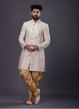 Wedding Wear Indowestern In Golden Color