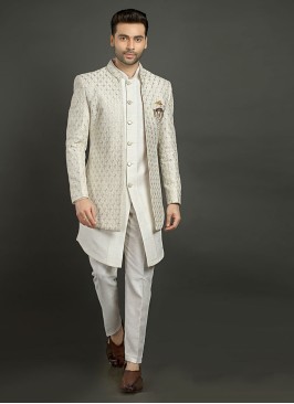 Wedding Wear Indowestern In Ivory Color