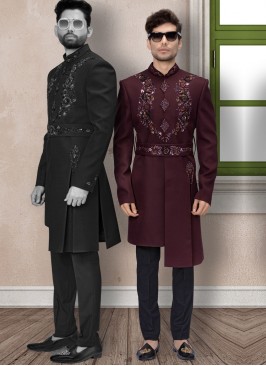 Wedding Wear Indowestern In Maroon Color