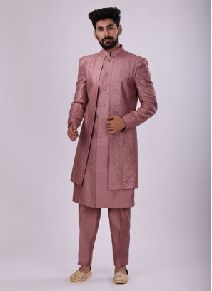 Wedding Wear Indowestern In Onion Pink Color